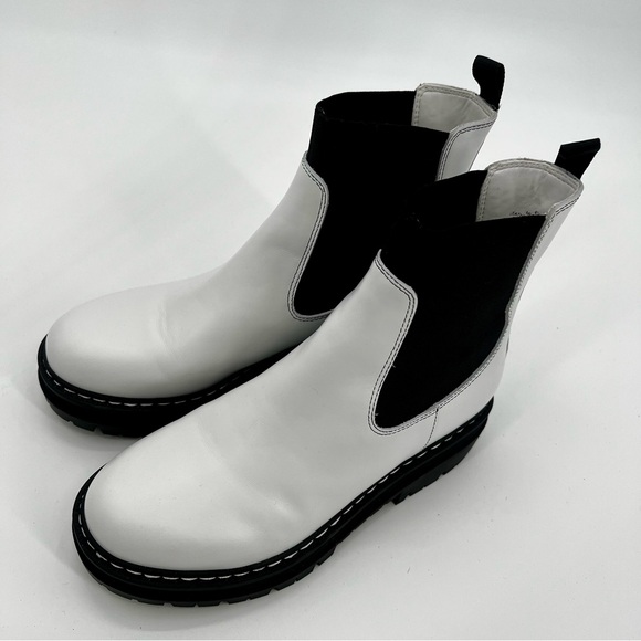 New Marc Fisher Patrick Ankle Boots Bootie Chelsea White Rubber Sole Moto 6.5 M - Picture 4 of 14